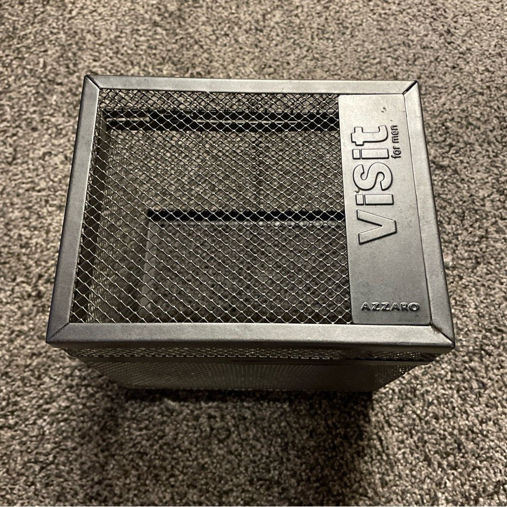 Vintage Azzaro Chrome Gift Set Metal Basket Cage Storage Box Hinged  6”x6”x5”